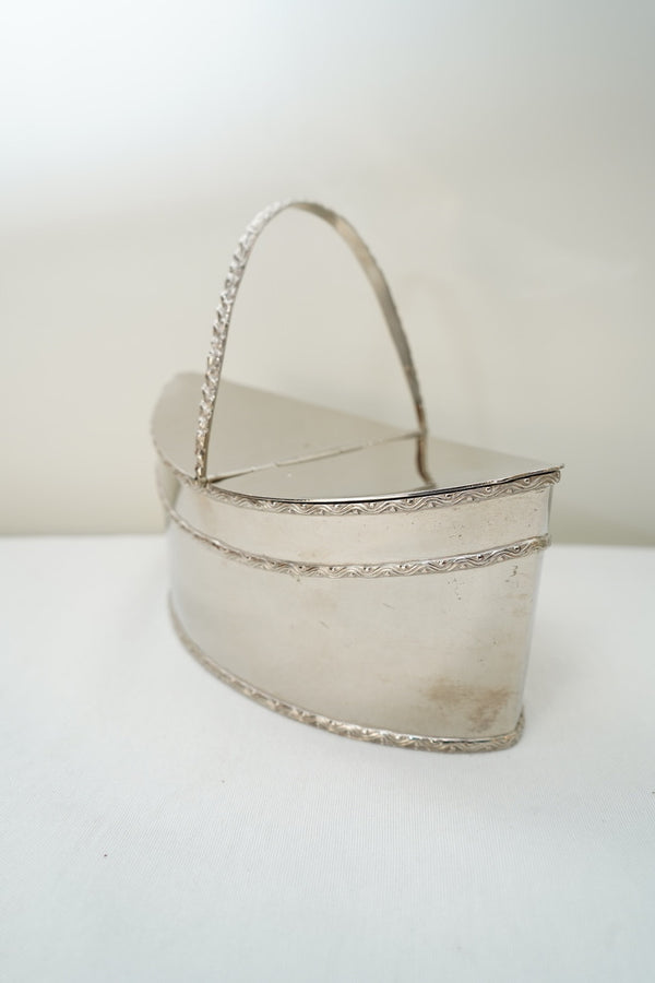 Antique Silver Plate Two Compartment Handled Caddy with Hinged Lids secondary view