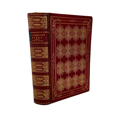 Circa 1840s-1850s "The Works of Oliver Goldsmith" Red Full Leather Gilded Book