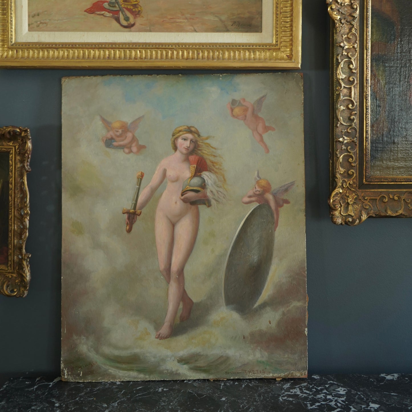 Early 20th Century Neoclassical Style Oil Painting, Unframed Mythological Painting