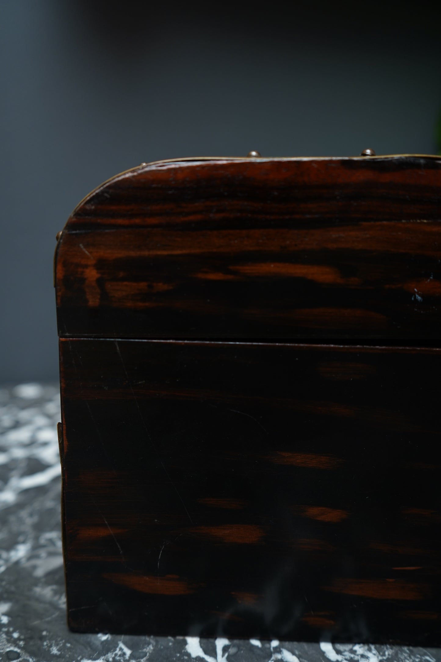 Antique Georgian Rosewood Domed Tea Caddy with Brass Mounts, Circa 1820-1830