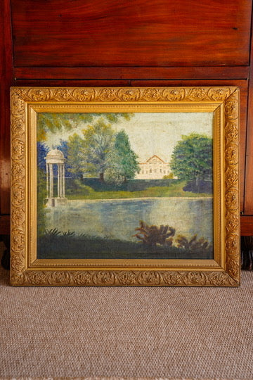 Antique Signed European Country House Oil Painting, Circa 1900