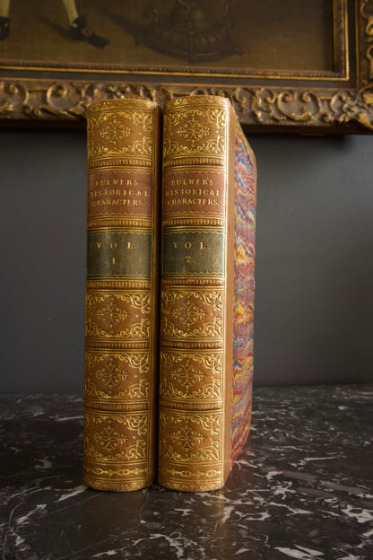 1868 " Historical Characters " Brown Half Leather Book