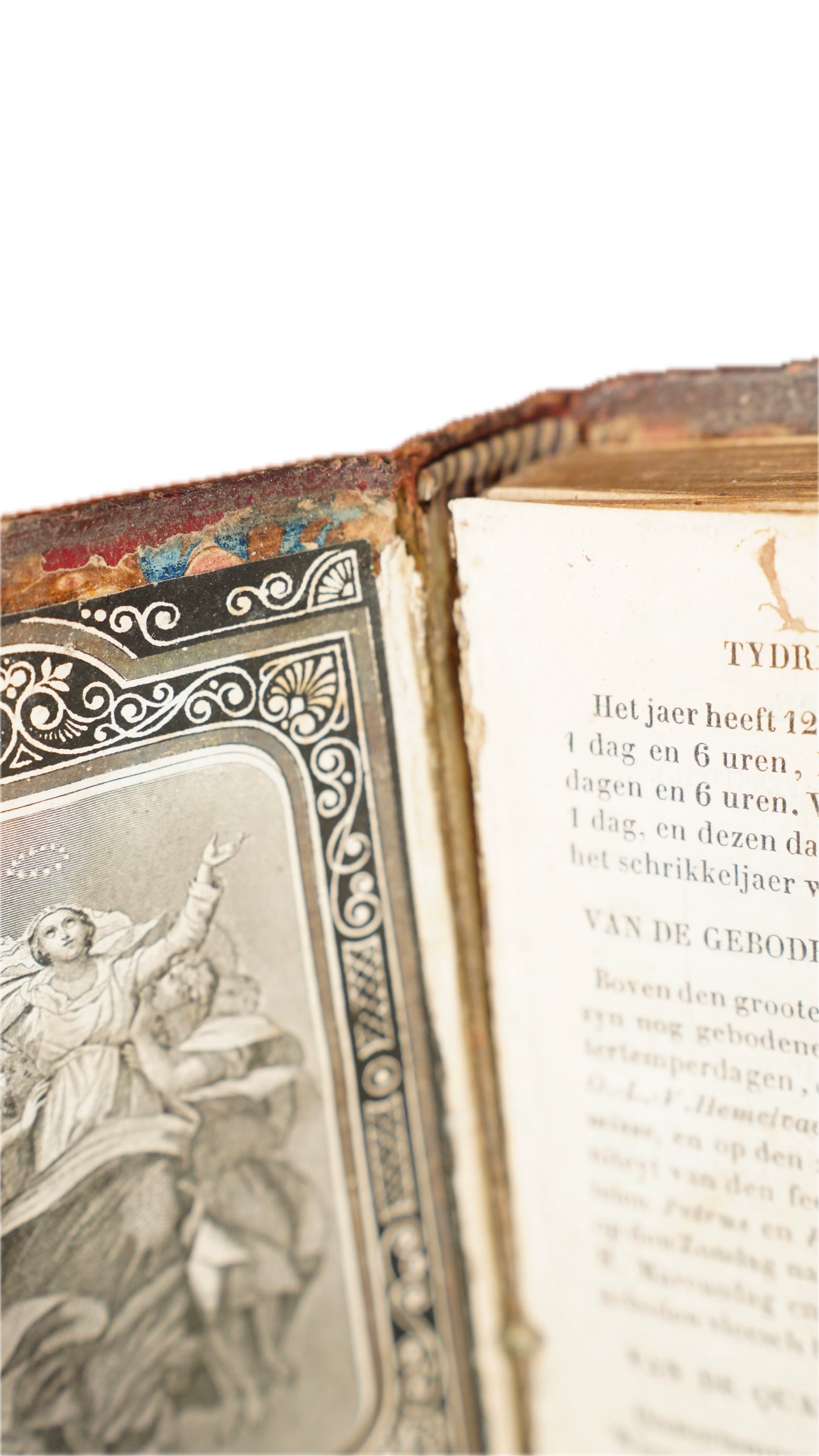 Antique Dutch Catholic Prayer Book Red Leather Metal Hardware Belgium 1840s