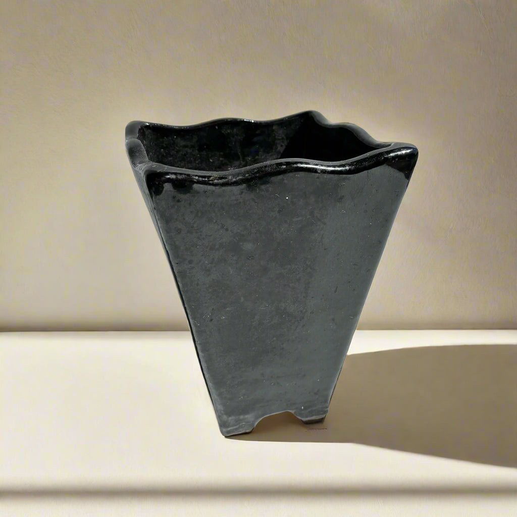 Vintage Tokoname Black-Glazed Bonsai Vase