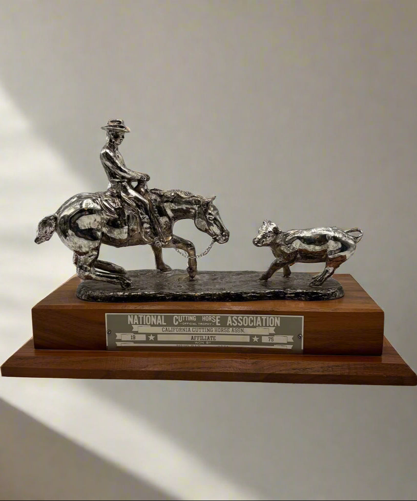1975 National Cutting Horse Association Trophy – Western Equestrian Sculpture by Starlie