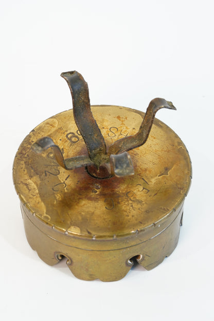 WWI Trench Art Brass Shell Base Holder Stand Dated 1912 Antique Military Decor