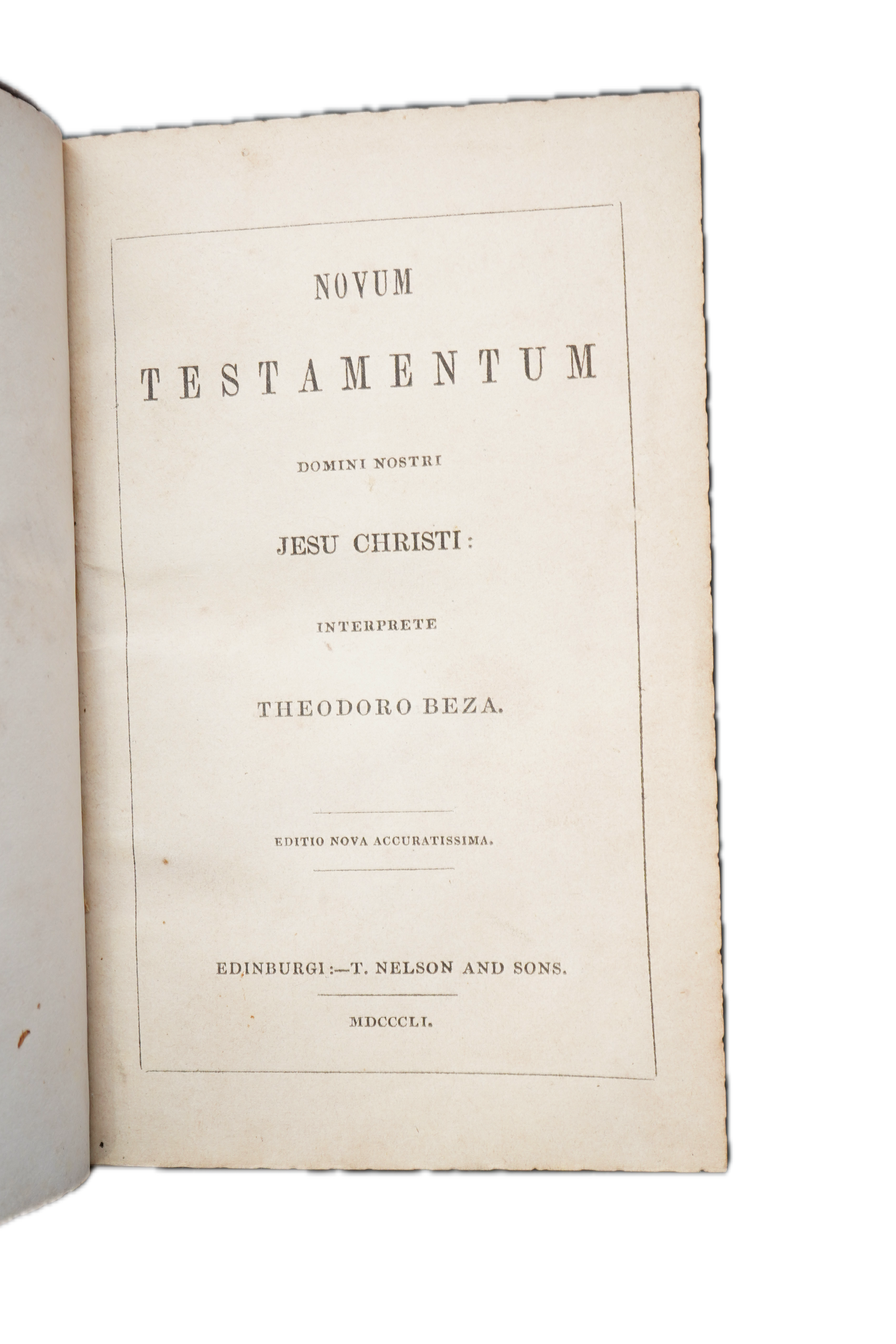 1852 Theodore Beza Novum Testamentum Gauffered Edge Book