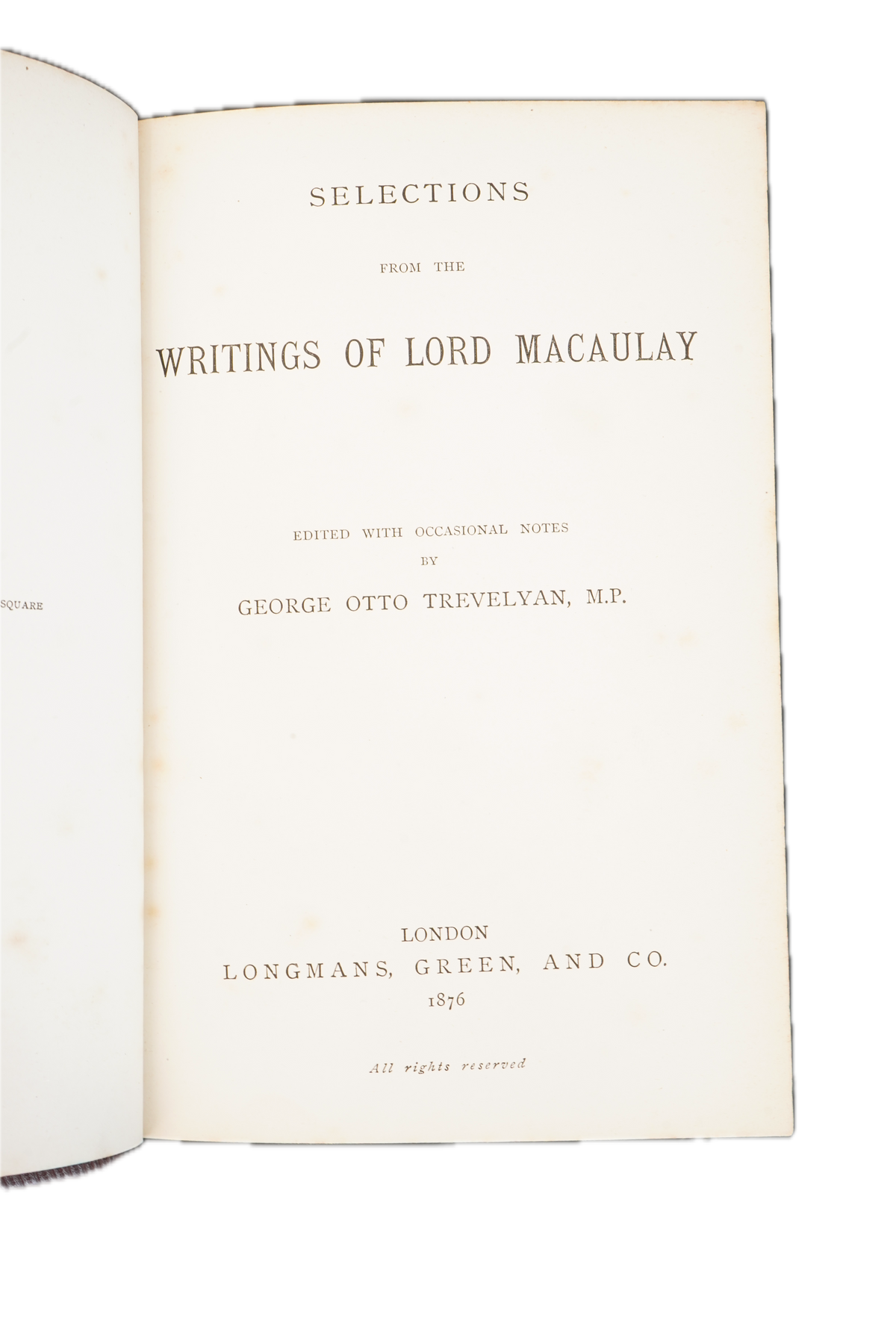 1876 Trevelyan Macaulay Selections