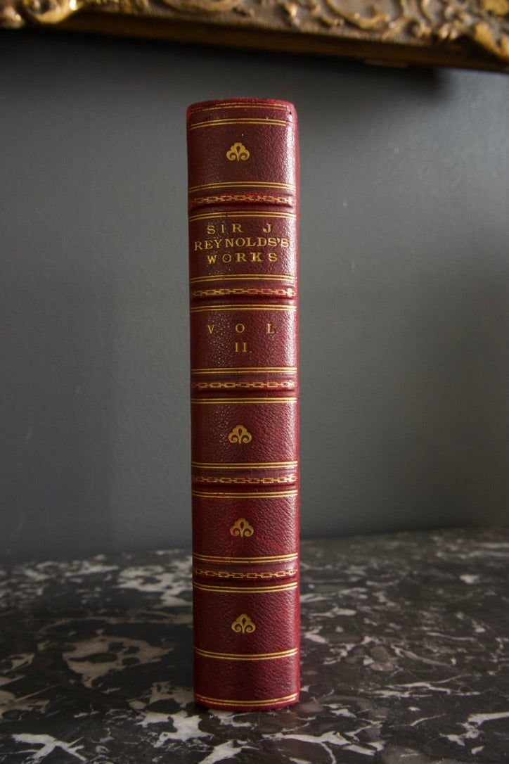 1883 Vol. 2 "The Literary Works of Sir Joshua Reynolds" Red Full Leather Book