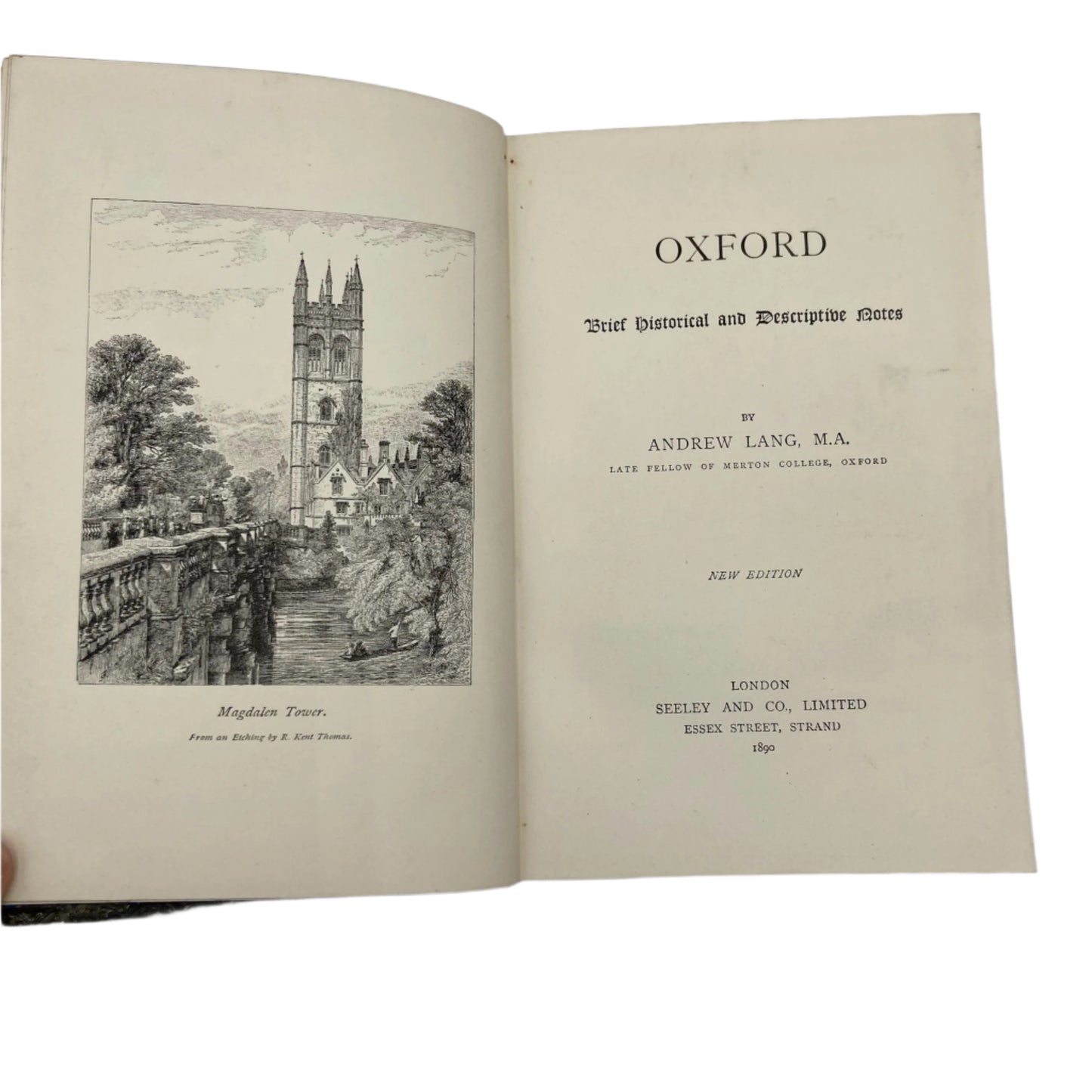 1890 “Oxford: Brief Historical and Descriptive Notes” by Andrew Lang – Antique Illustrated History Book in Tree Calf Prize Binding