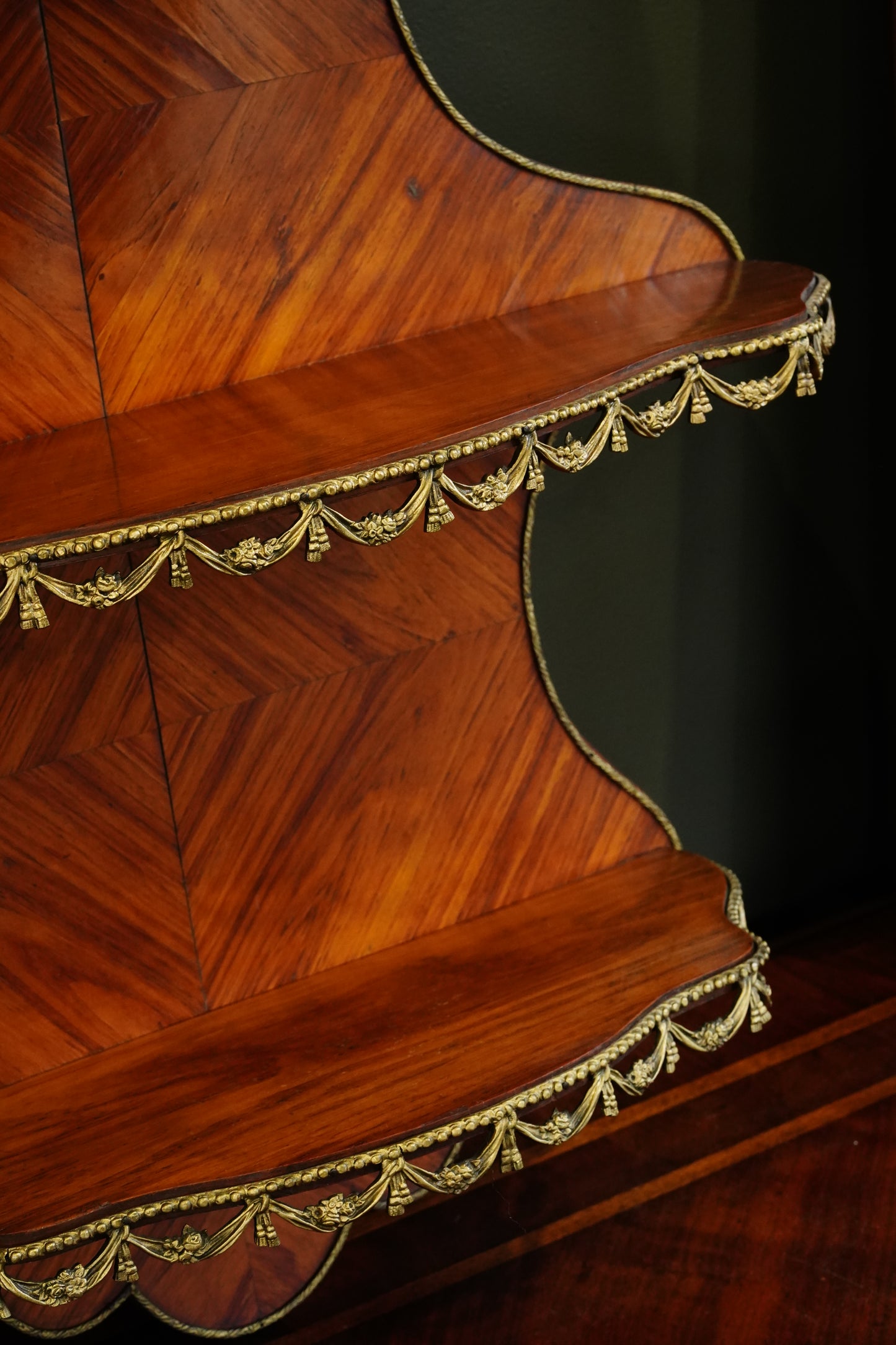 Antique French Louis XVI Style Wall Shelf Ormolu Mounts c1900