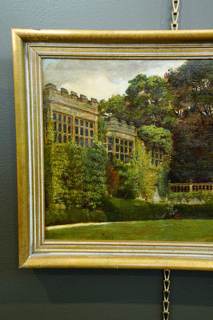 *RESERVED* Antique English Oil Painting of Haddon Hall, Derbyshire, Signed