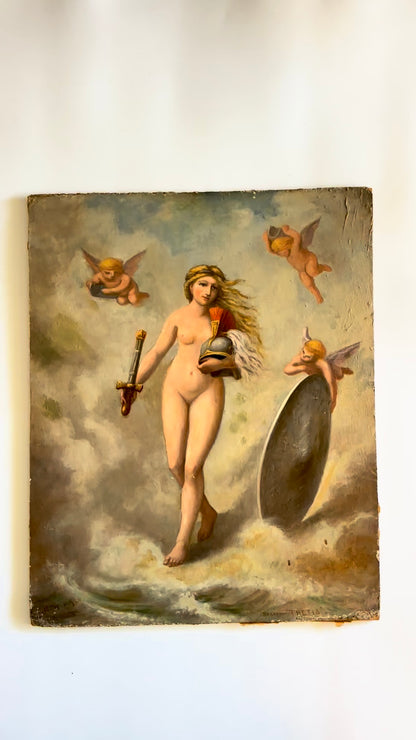 Early 20th Century Neoclassical Style Oil Painting, Unframed Mythological Painting