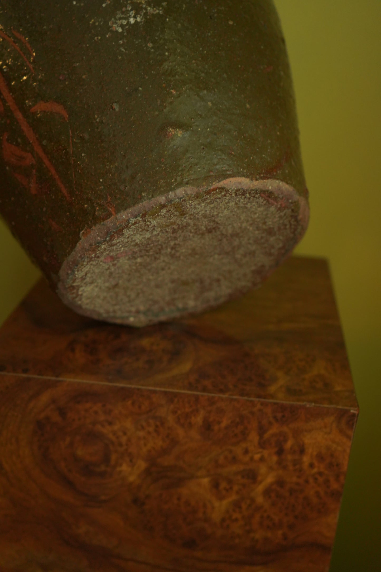 Vintage Green Asian Mijiu Jar, Large Vintage Chinese Oil Jar