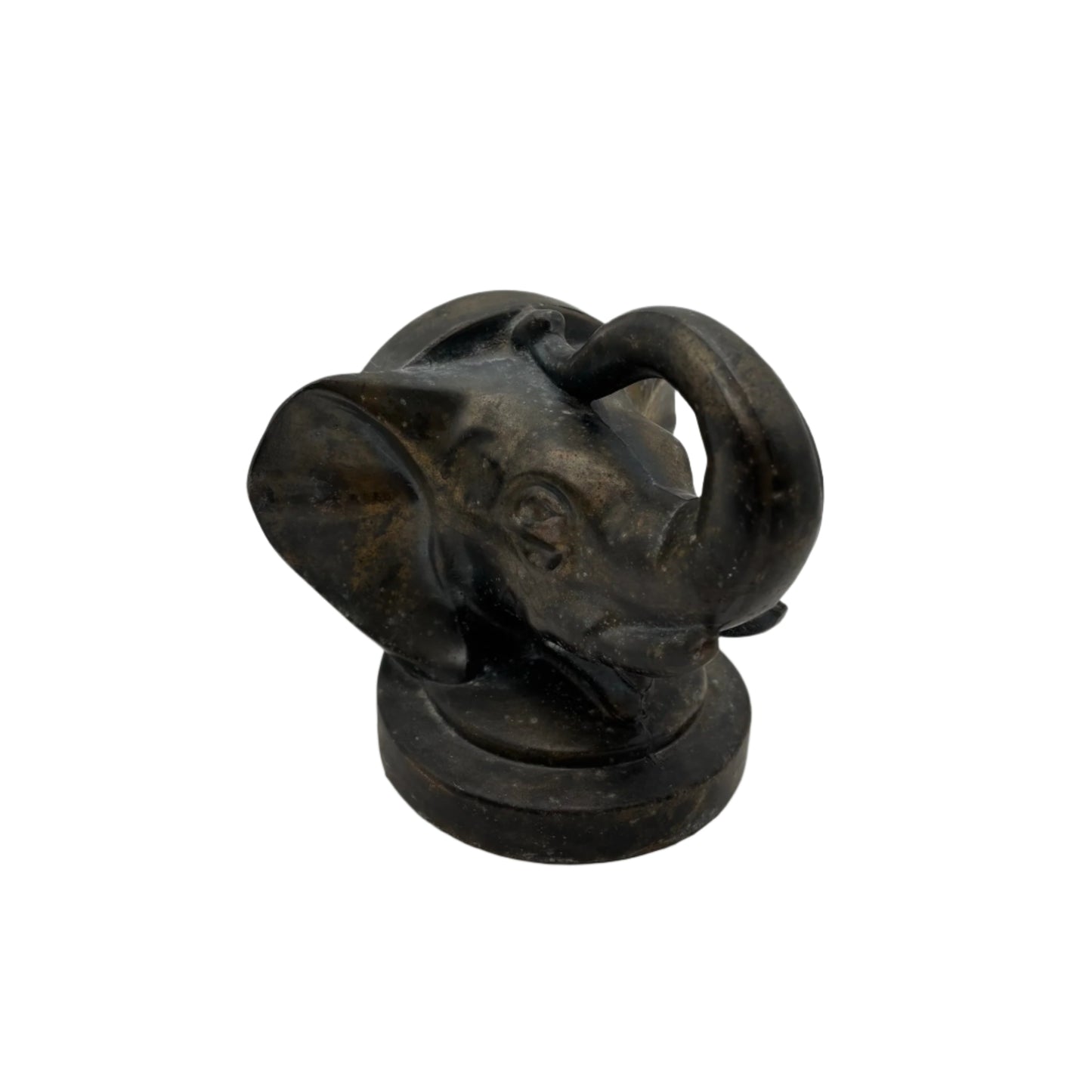 Brass Plated Elephant-Head Bookend, Vintage Elephant Decorative Figurine