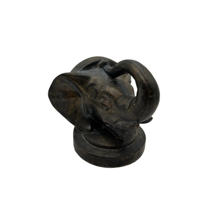 Brass Plated Elephant-Head Bookend, Vintage Elephant Decorative Figurine