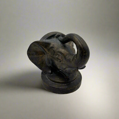 Brass Plated Elephant-Head Bookend, Vintage Elephant Decorative Figurine