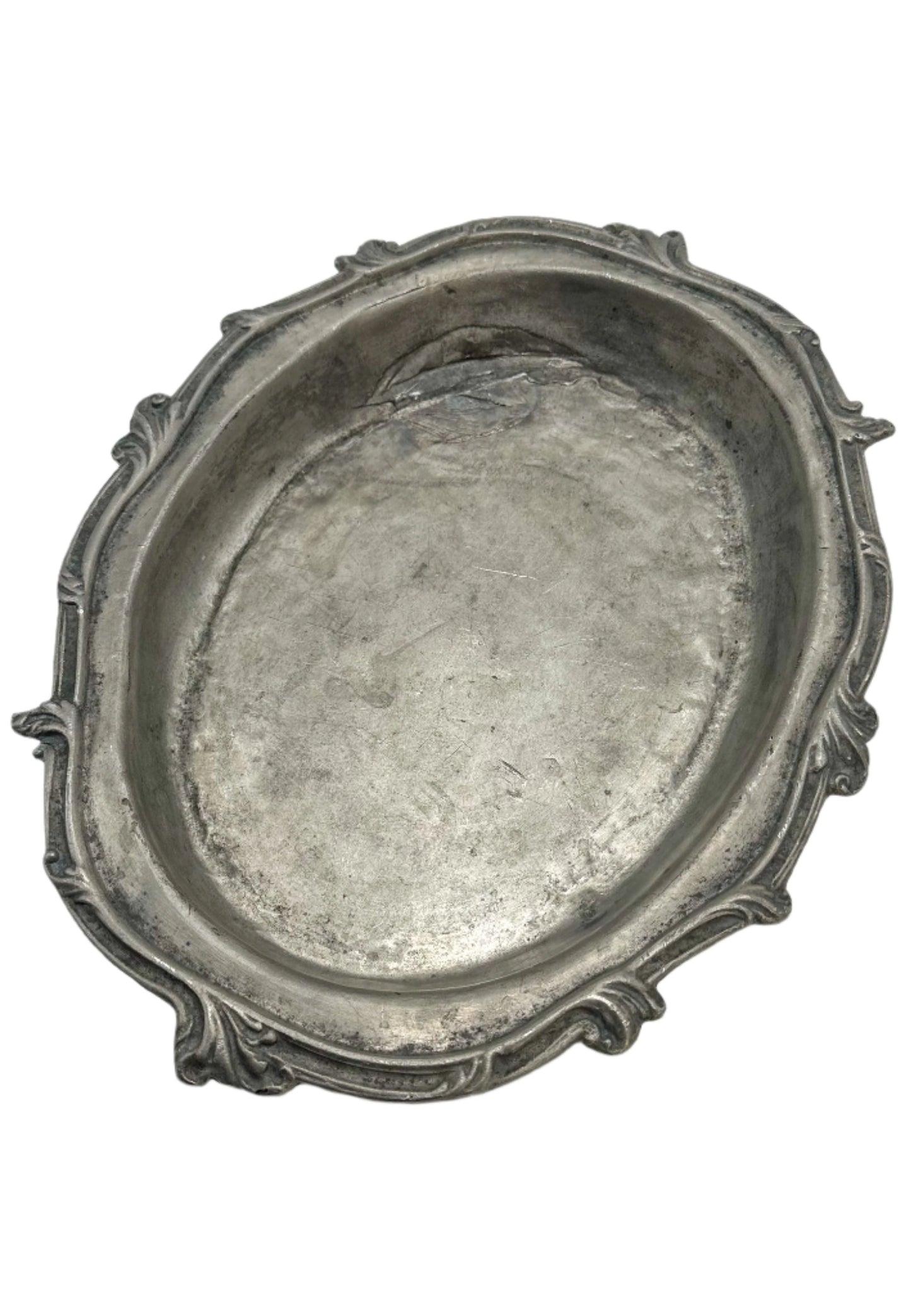 Antique European Pewter Dish with Crown & Fleur-de-Lis Hallmark