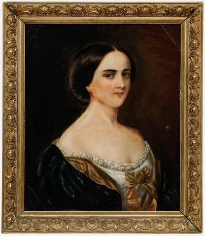 Antique Oil Portrait of a Fashionable Lady