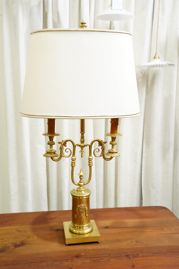 Vintage Louis XVI Style Brass Bouillotte Lamp