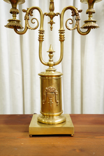 Vintage French Louis XVI Style Brass Bouillotte Lamp