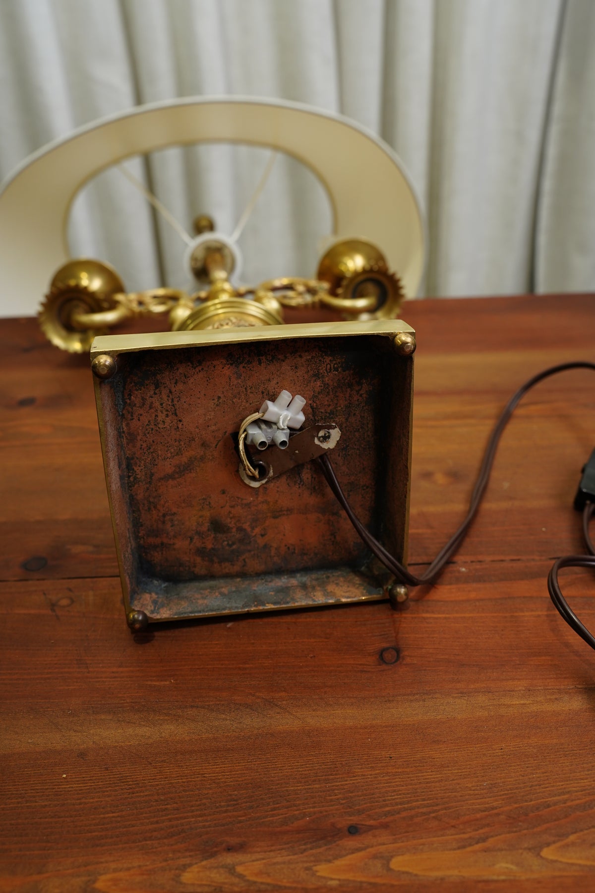 Vintage French Louis XVI Style Brass Bouillotte Lamp