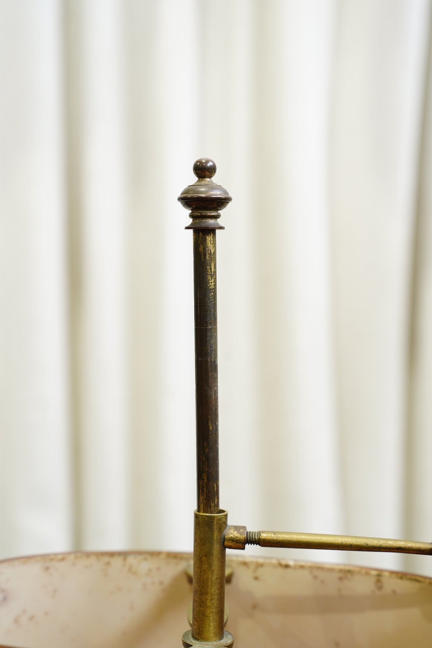Vintage Louis XV Style Brass Bouillotte Lamp with Red Tole Shade