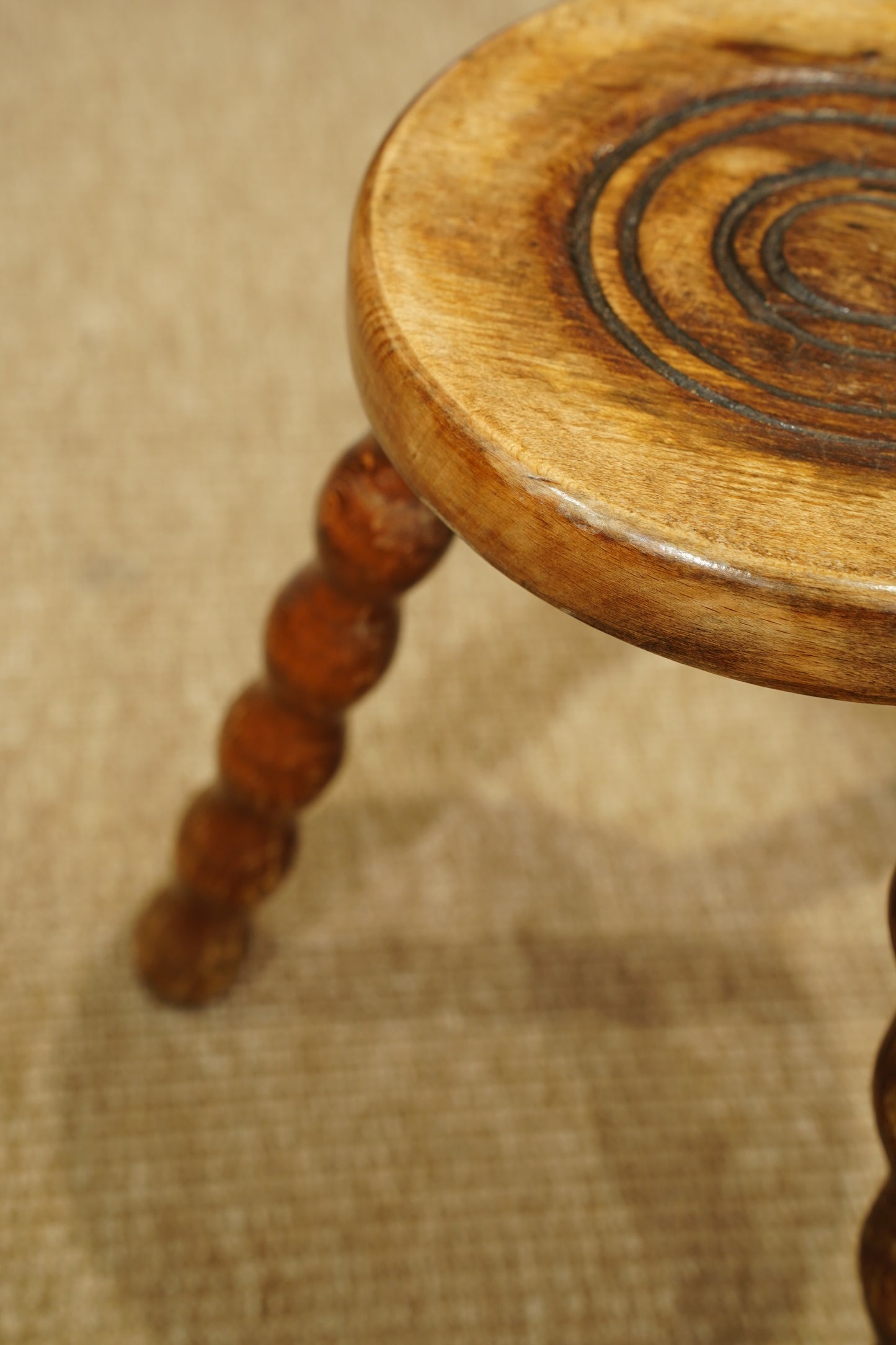 Vintage English Bobbin Leg Tripod Stool