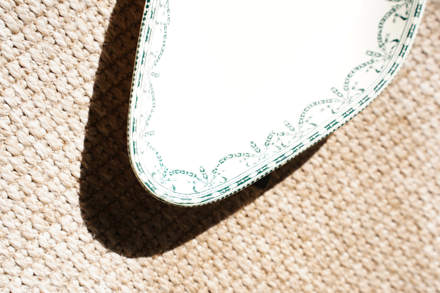 Antique Louis XVI Style French Ravier Dish, Green Transferware