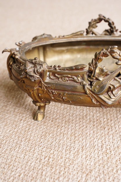Antique French Brass Jardiniere | Centerpiece