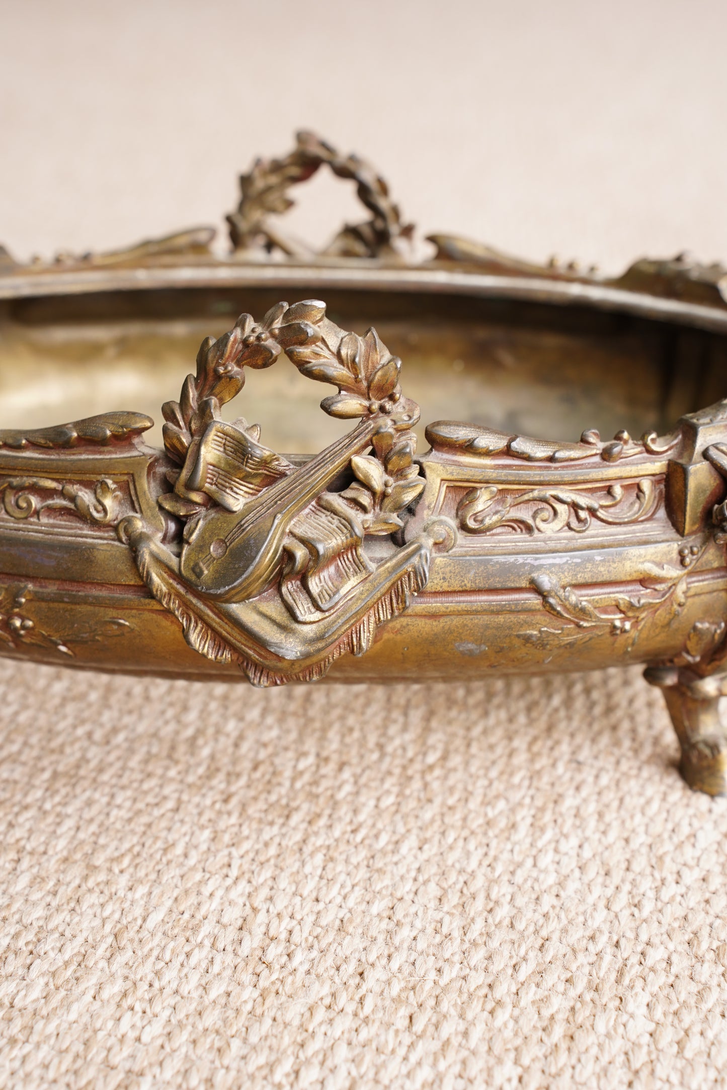 Antique French Brass Jardiniere | Centerpiece