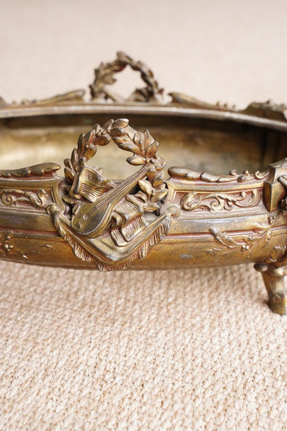 Antique French Brass Jardiniere | Centerpiece