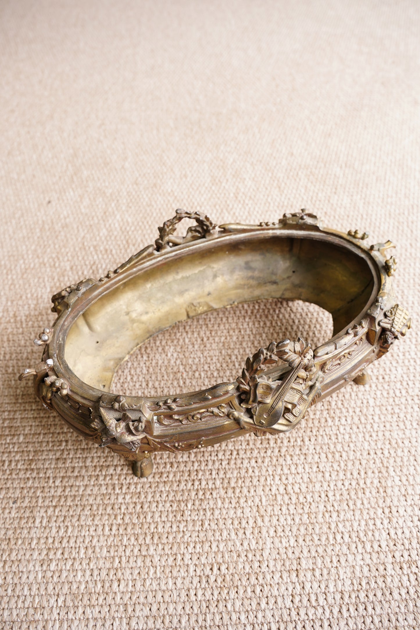 Antique French Brass Jardiniere | Centerpiece