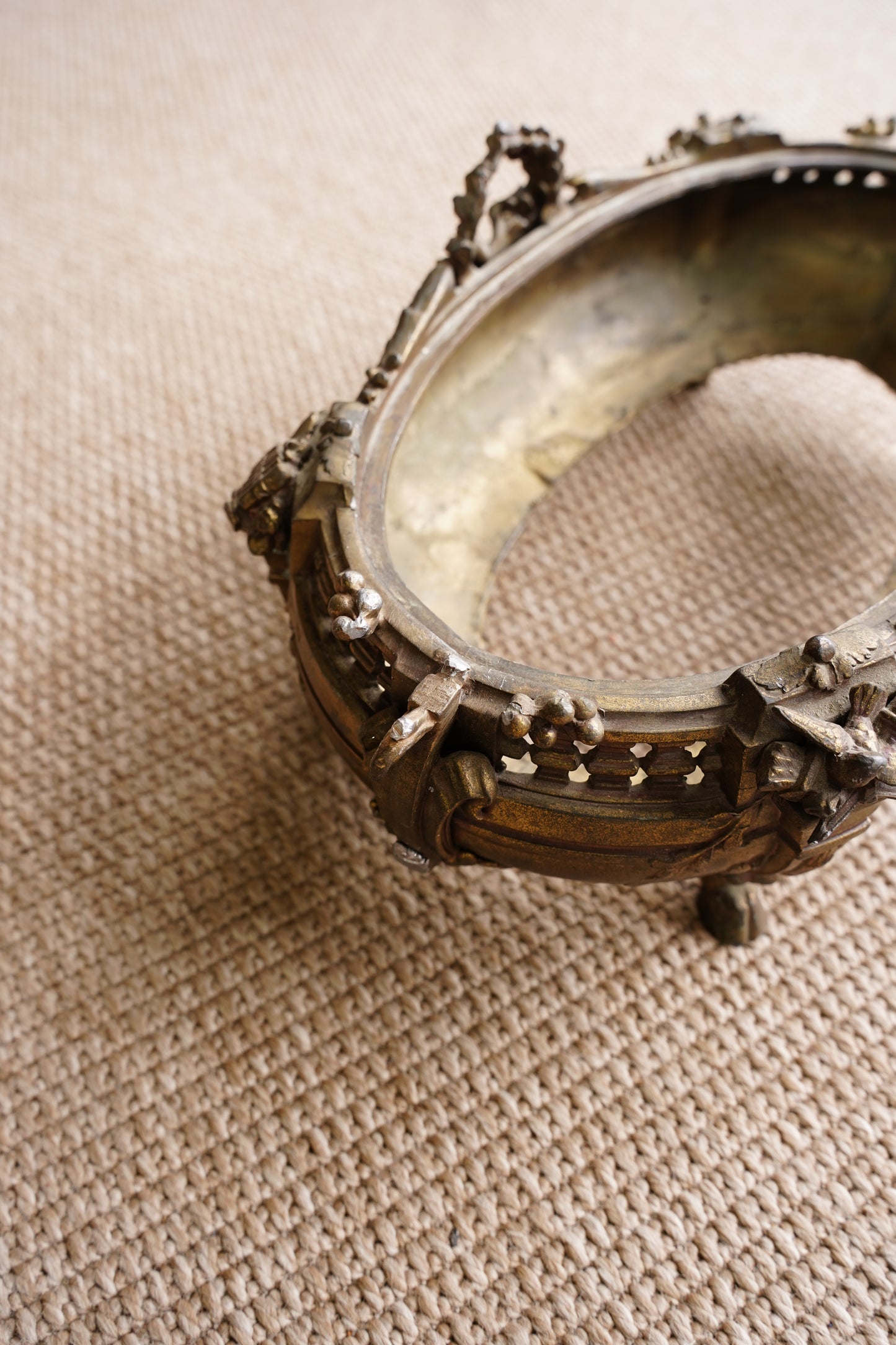 Antique French Brass Jardiniere | Centerpiece