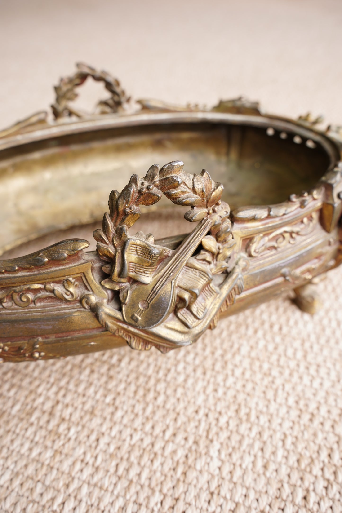 Antique French Brass Jardiniere | Centerpiece