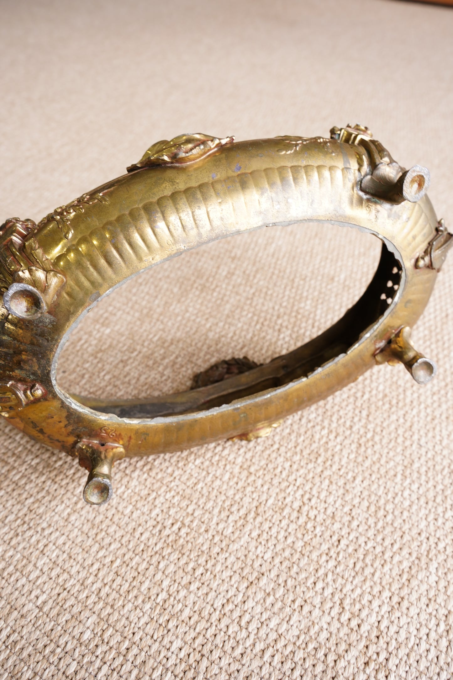 Antique French Brass Jardiniere | Centerpiece