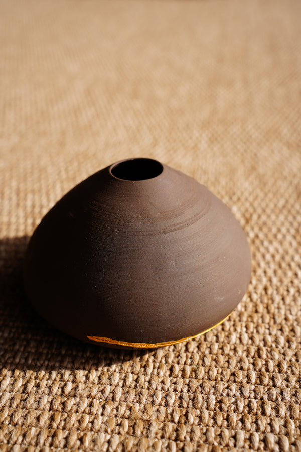 Vintage Studio Pottery Vase with Kintsugi Style Repair, Signed secondary view