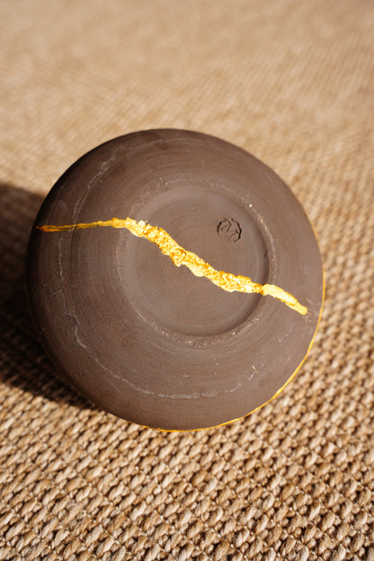 Vintage Studio Pottery Vase with Kintsugi Style Repair, Signed