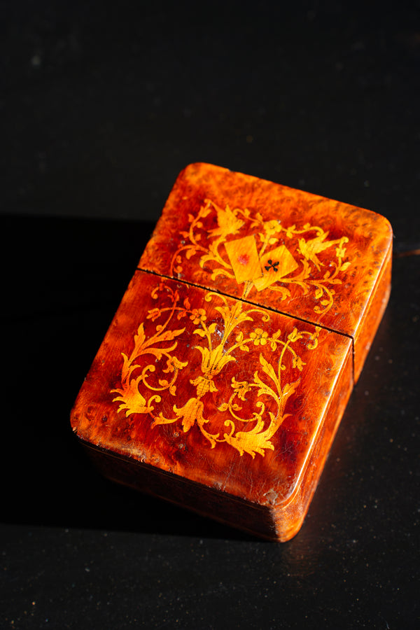 Antique Napoleon III Burl Wood Playing Card Box secondary view