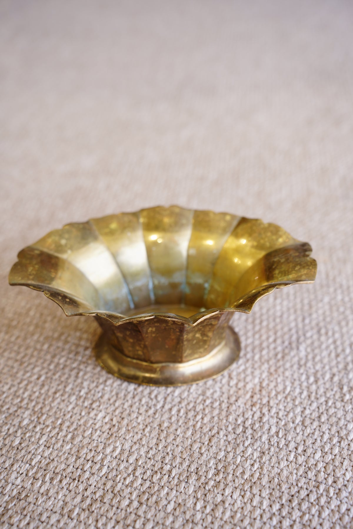 Vintage Brass Scalloped Planter