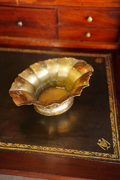 Vintage Brass Scalloped Planter