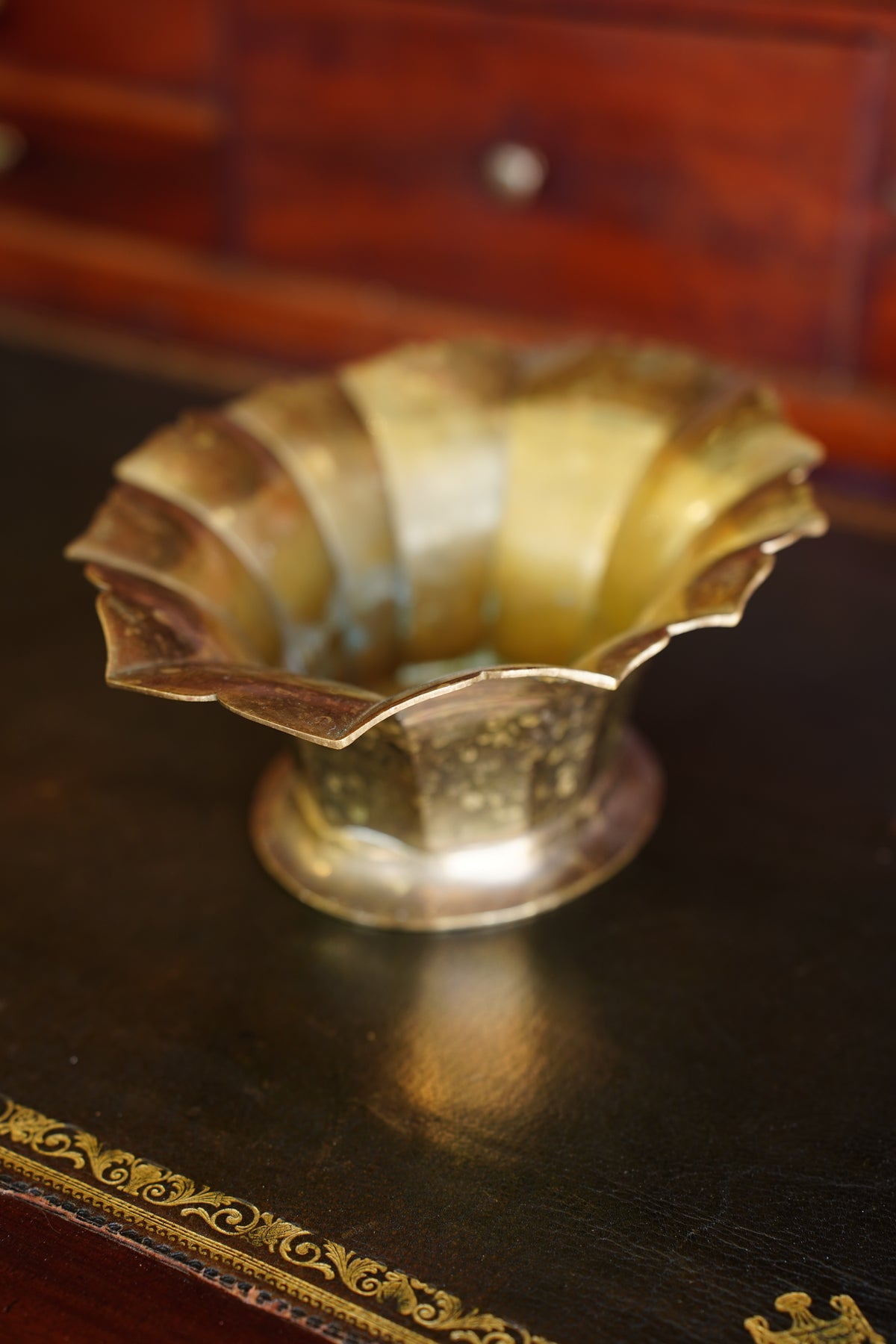 Vintage Brass Scalloped Planter