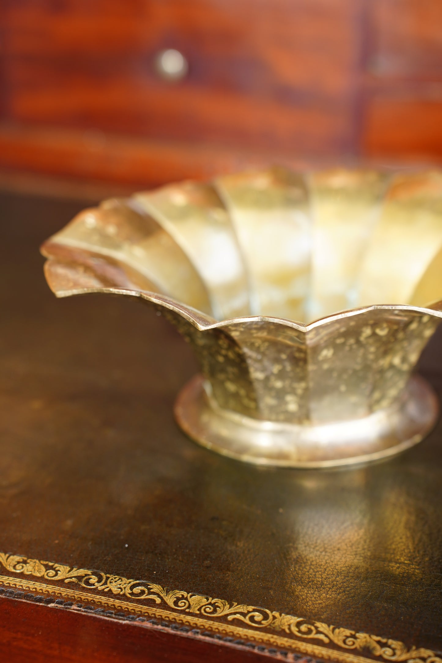 Vintage Brass Scalloped Planter