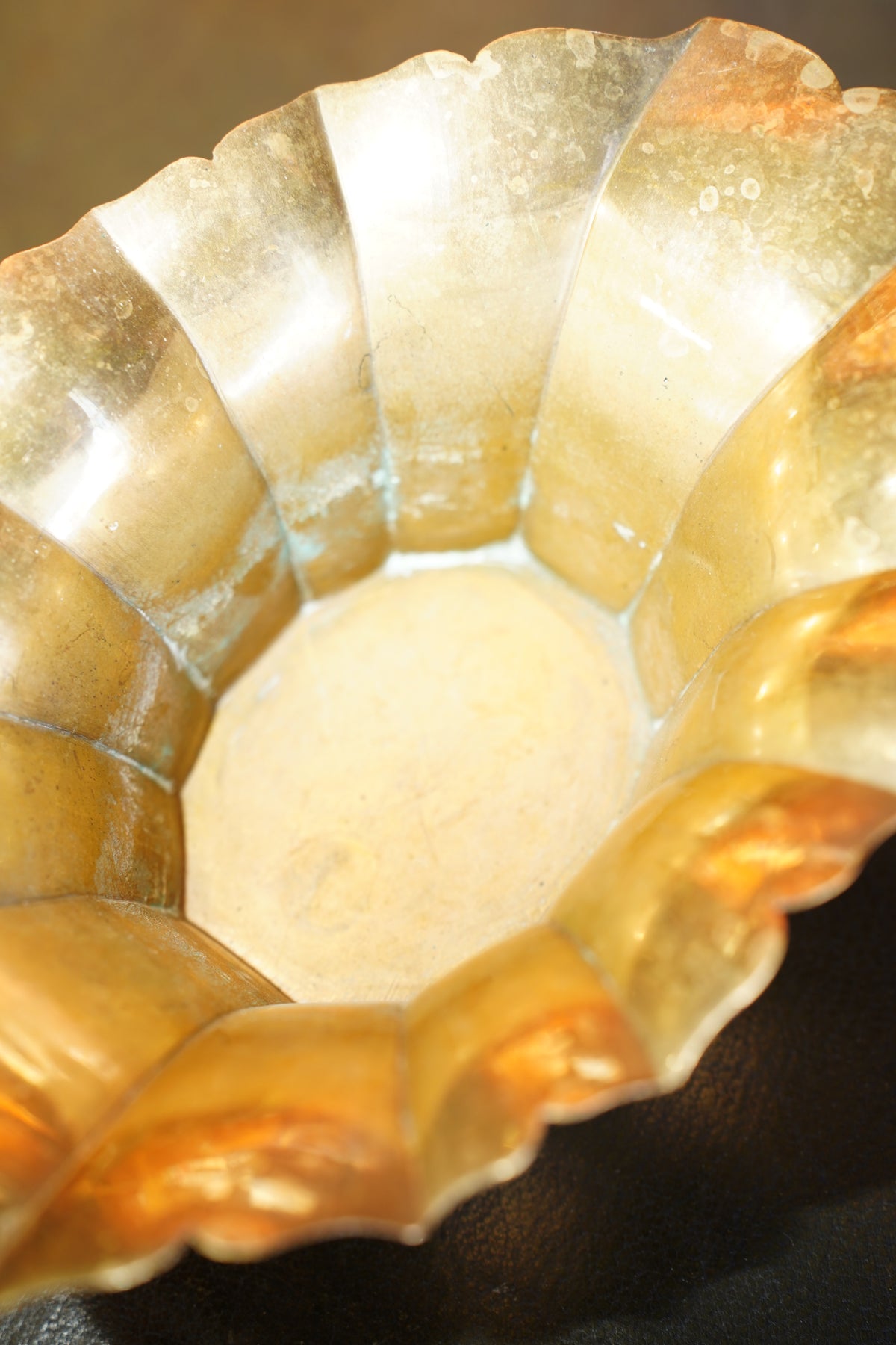 Vintage Brass Scalloped Planter