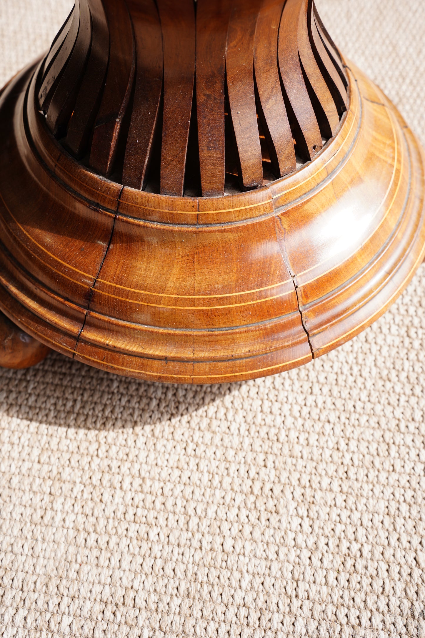 Antique Edwardian Brass and Wood Slatted Planter