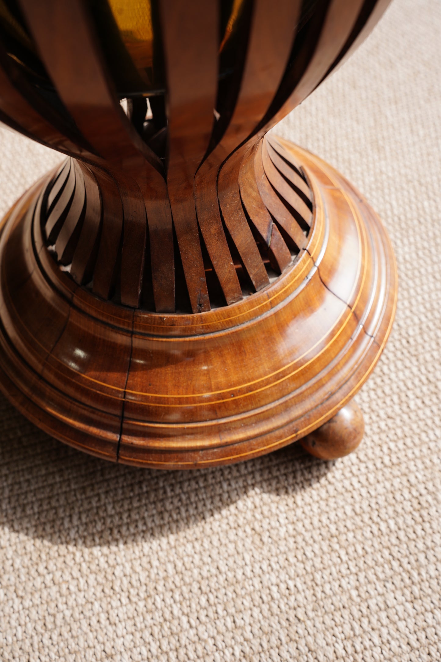 Antique Edwardian Brass and Wood Slatted Planter