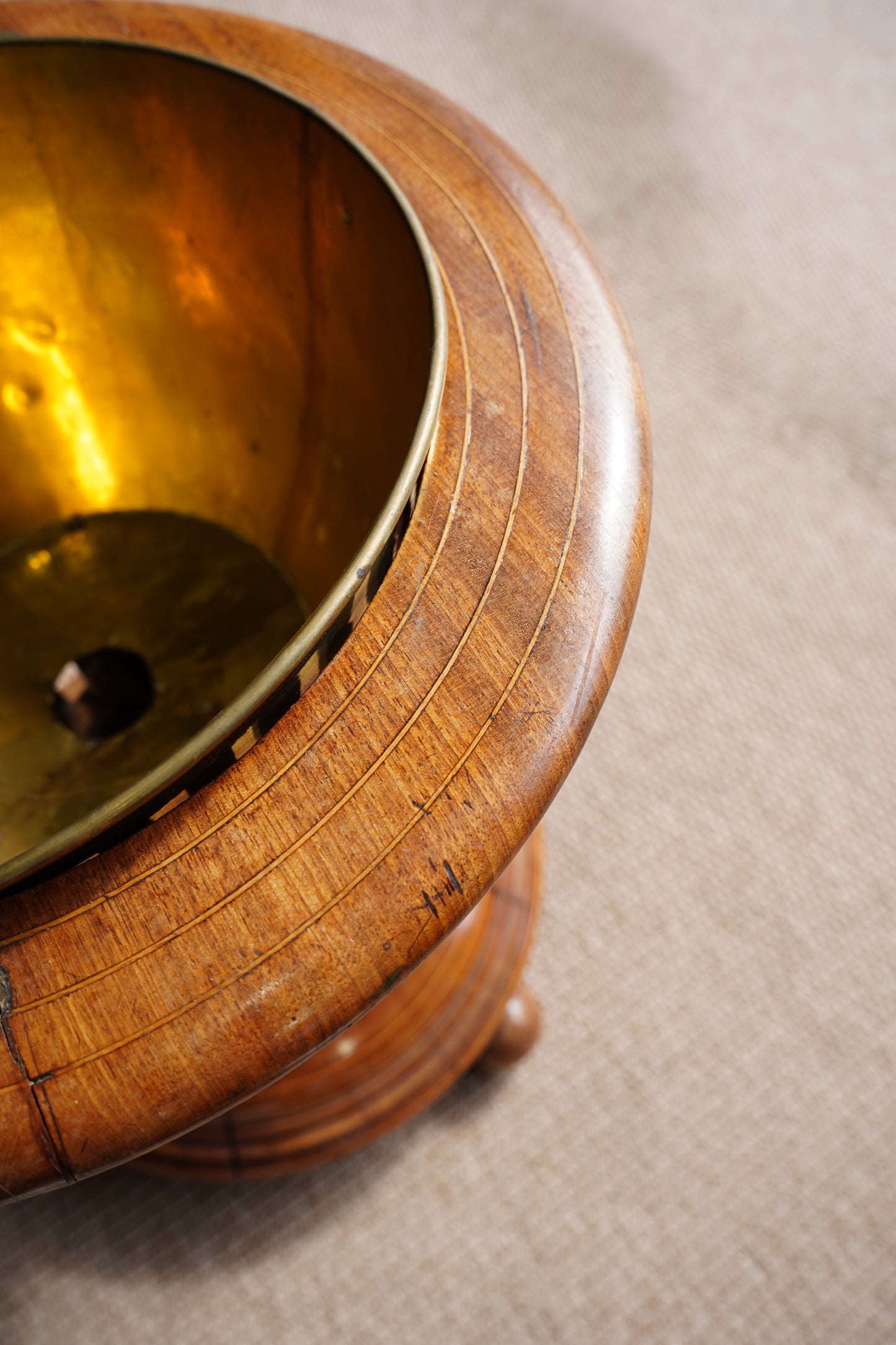 Antique Edwardian Brass and Wood Slatted Planter