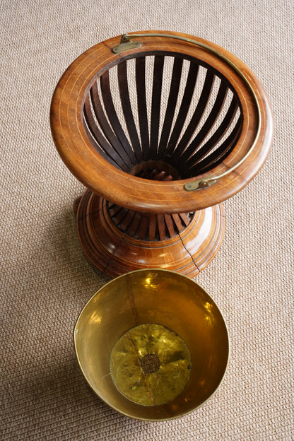 Antique Edwardian Brass and Wood Slatted Planter