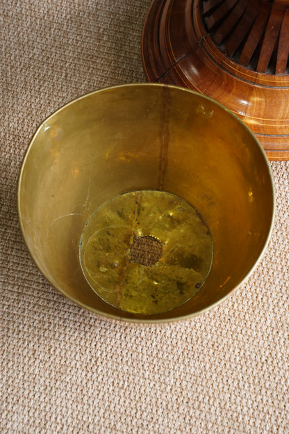 Antique Edwardian Brass and Wood Slatted Planter