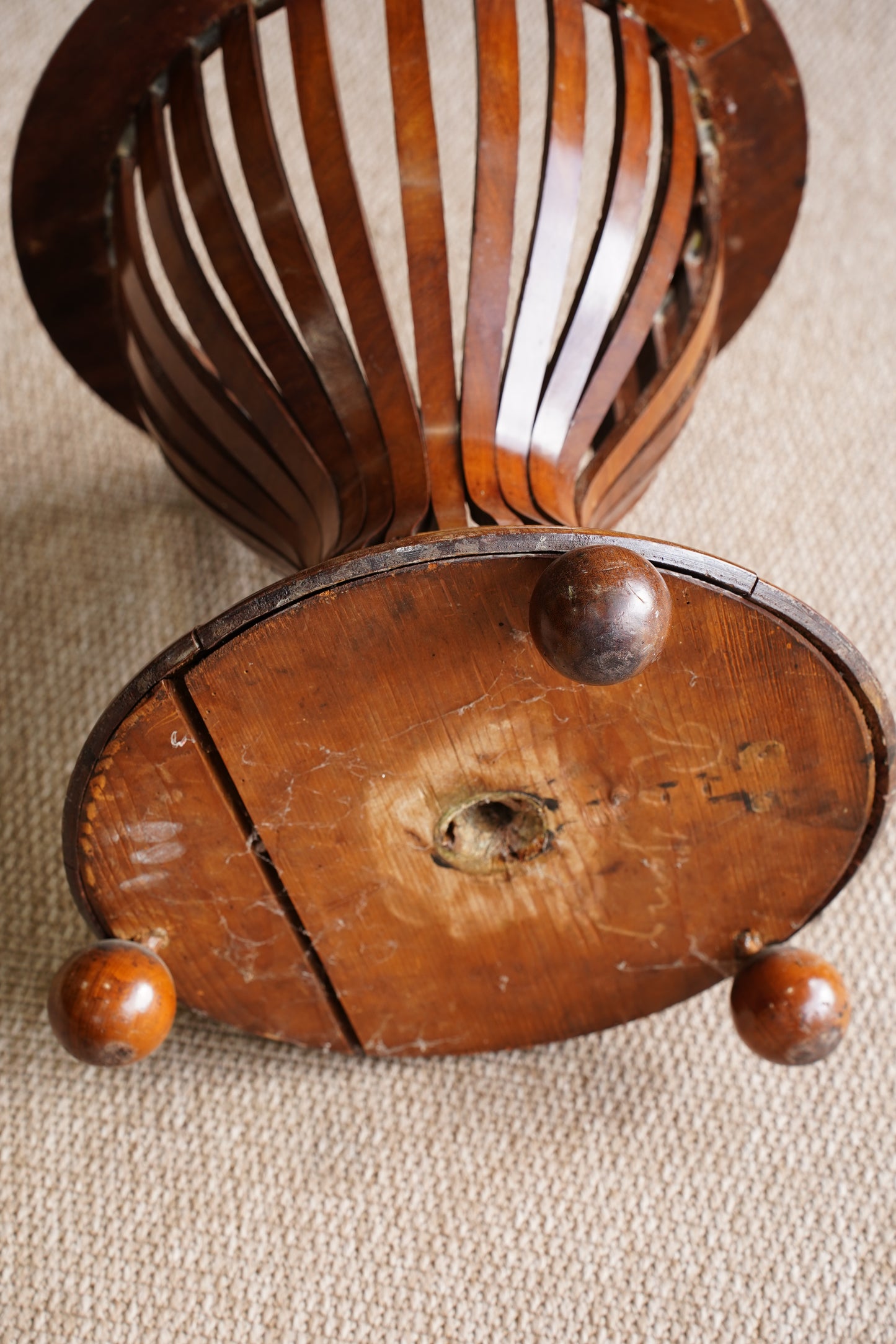 Antique Edwardian Brass and Wood Slatted Planter